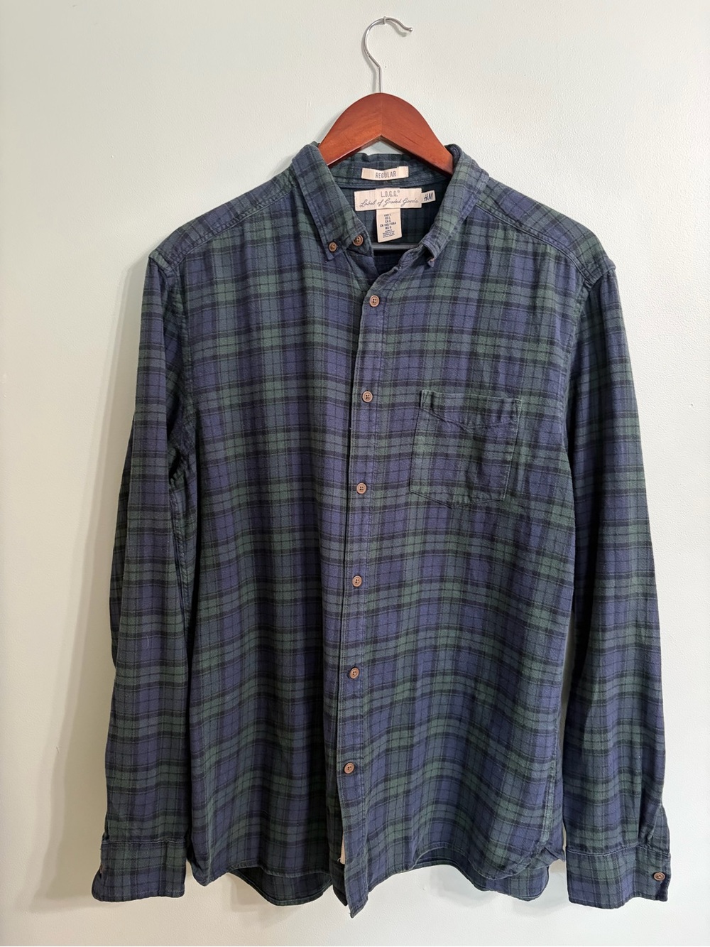 H&M Green and Blue Plaid Button-Down Shirt